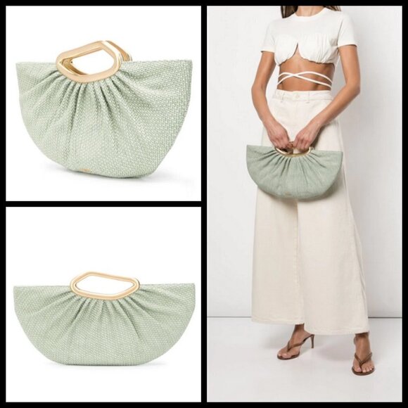 💕CULT GAIA💕 Jada Top Handle Clutch Bag Raffia ~ Mint Green NWT - Picture 1 of 16